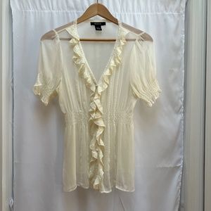 Arden B Cream Sheer Silk Blouse (L)